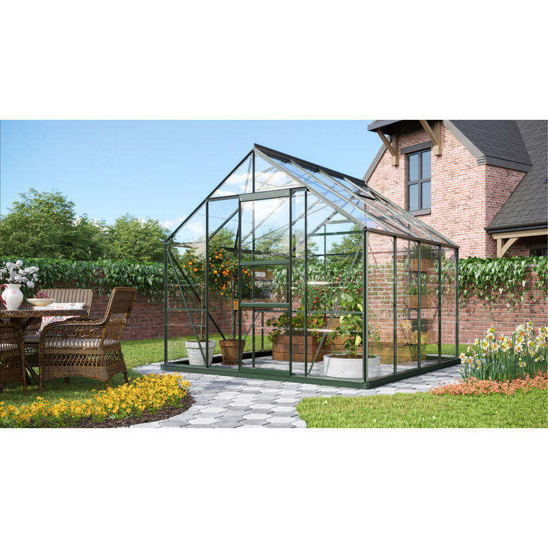 Vitavia Gewächshaus Merkur 6700 in Smaragdgrün mit ESG-Glas und Schiebetür, 6,7 m² - Bild 3