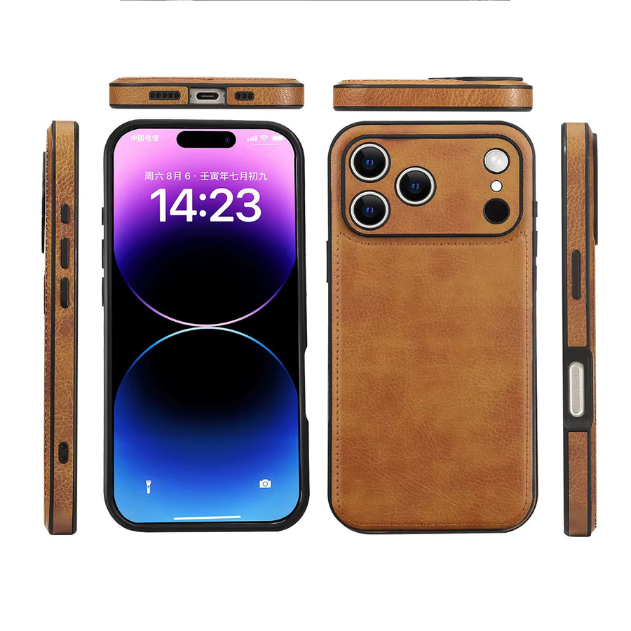 SZMUGUA Vintage PU-Leder Handyhülle für iPhone, Stoßfeste Business-Rückabdeckung in Braun - Bild 4