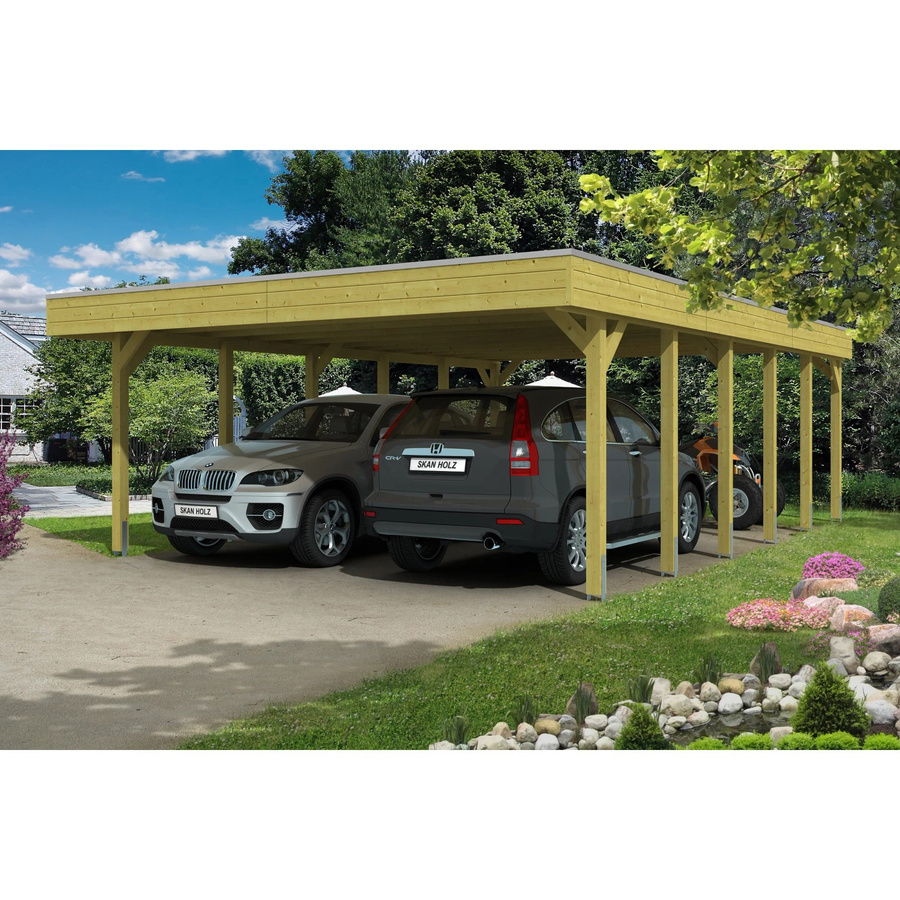 Skan Holz Carport Friesland imprägniert grün B/T: 557 x 860 cm, Höhe: 254 cm - Bild 2