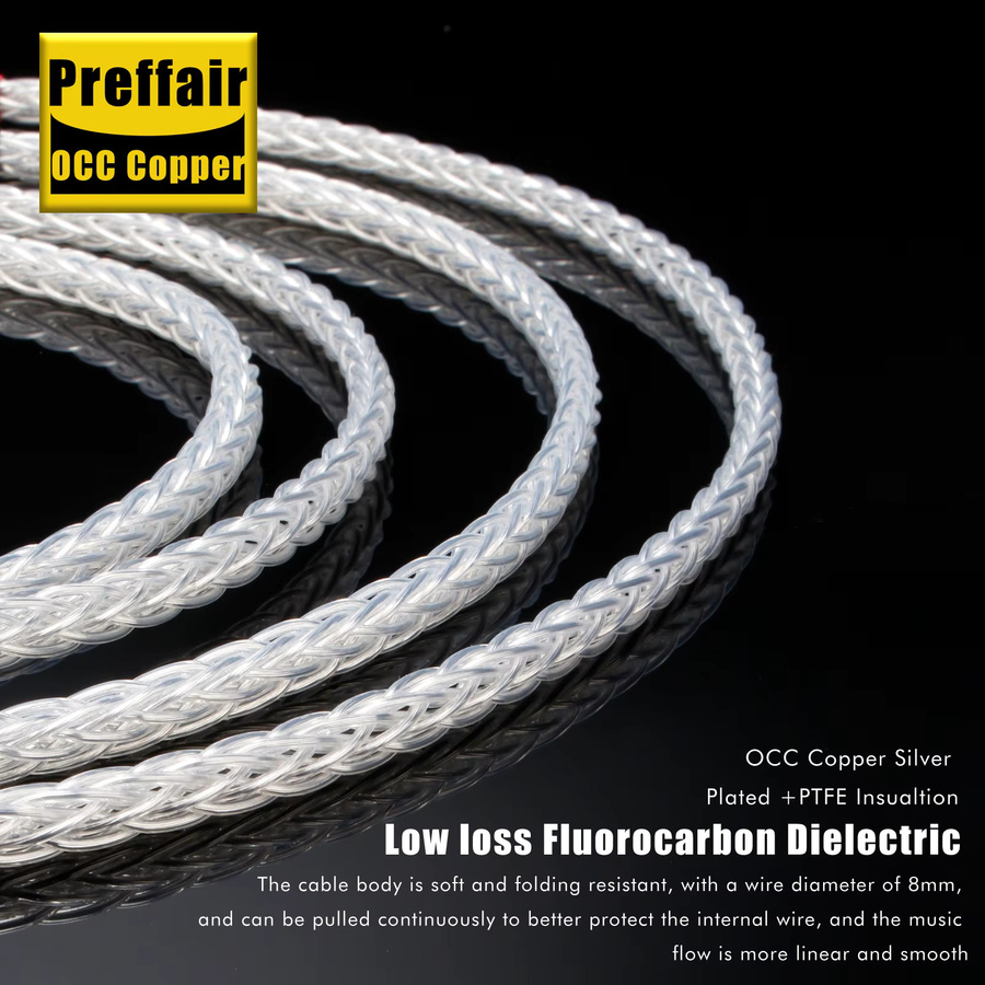 Preffair RCA-Signalkabel Paar 7N OCC Versilbert mit PTFE-Abschirmung für Audiophile Anwendungen - Bild 4