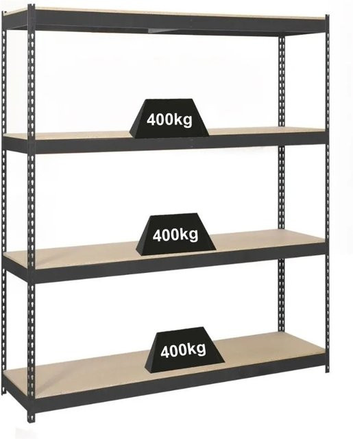 PROREGAL Schwerlastregal Wood Yeti Four in Anthrazit mit 4 Fachböden, H x B x T: 200 x 150 x 75 cm, Fachlast 400 kg - Bild 1