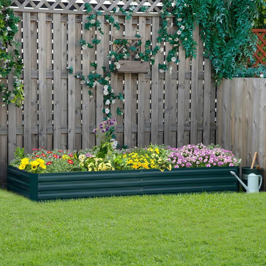 Outsunny Hochbeet aus Stahl für Garten und Balkon, wetterfest und langlebig, B/T/H: 241 x 90,5 x 30 cm - Bild 2
