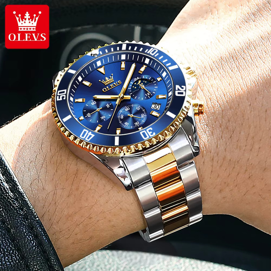 OLEVS Armbanduhr, Quarz, Edelstahl, Mondphase, 42,5 mm, Herren - Bild 3