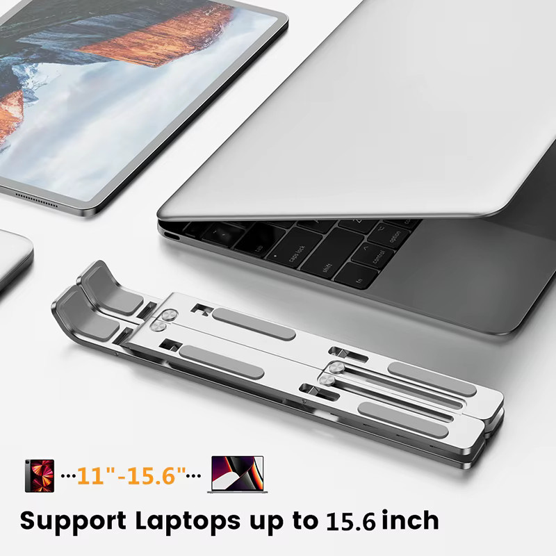 Fireurus Laptop-Halter aus Aluminiumlegierung, faltbar und rutschfest, Farbe: Silber - Bild 3