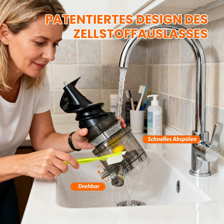 Aiorber Slow Juicer Kaltentsafter für Obst und Gemüse, 150W Profi-Entsafter mit 75mm Einfüllschacht, BPA-frei, Schwarz - Bild 3