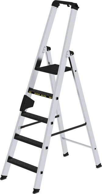PROREGAL Stufen-Stehleiter Clip-Step R13 einseitig begehbar, Farbe: Silber, Tragkraft: 250 kg, 5 Stufen - Bild 1