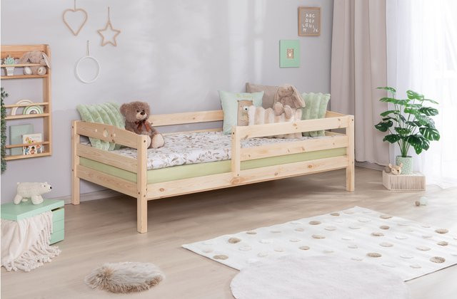 TiCAA Einzelbett Eli aus Massivholz Kiefer in Weiß, Kinderbett und Jugendbett im skandinavischen Design, B/T/H: 90 x 200 cm - Bild 1