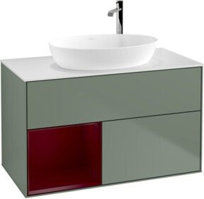V&B Waschtischunterschrank Finion 100 mit Wandbeleuchtung in Weiß lackiert, B/T/H: 100 x 50,1 x 50,1 cm - Bild 1