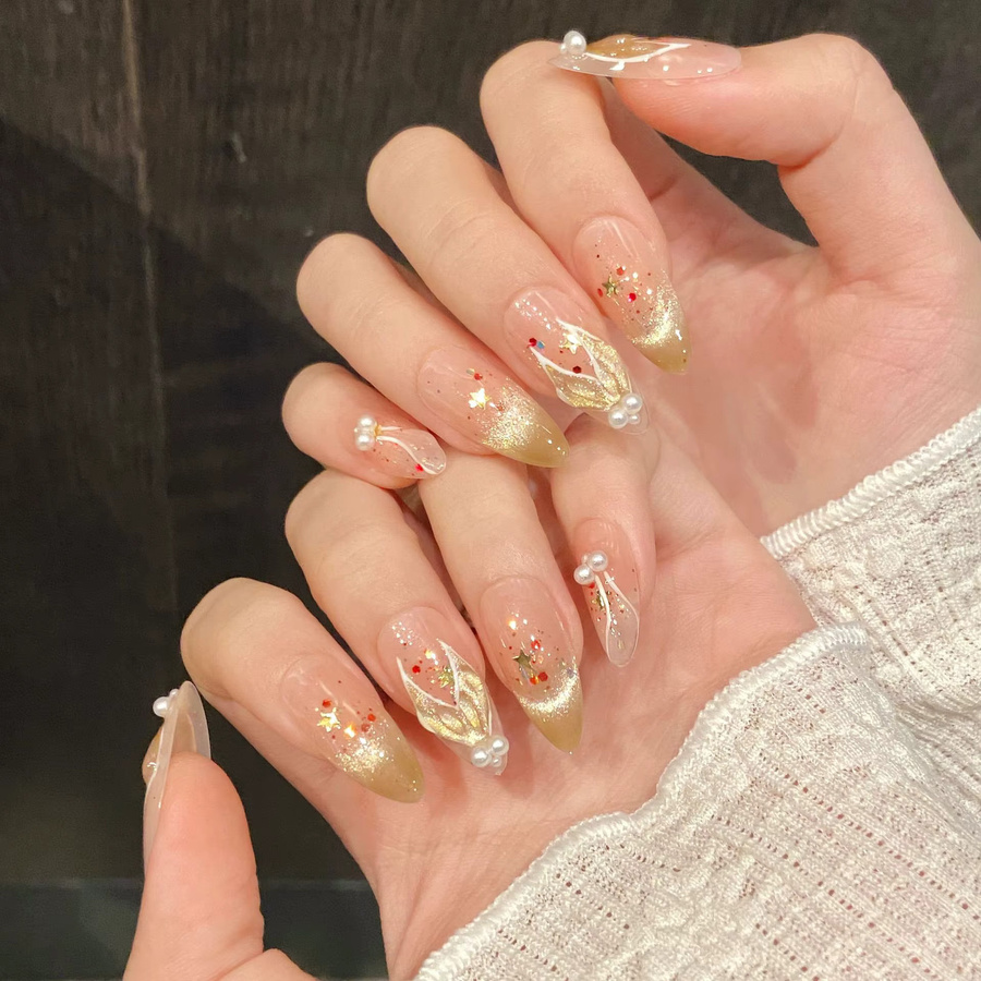 YADORNOS Press On Nails, Gold, Schimmernd, Damen - Bild 2