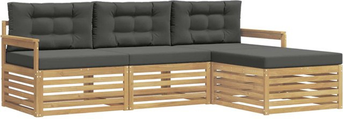 Modernes 4-teiliges Outdoor-Sofagarnitur Loungemöbel von vidaXL aus Polyester in Weiß und Anthrazit - Bild 1