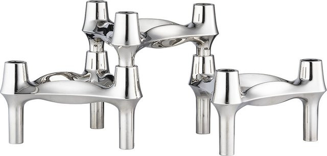 STOFF Nagel Kerzenhalter Set aus Metall in Chrome für den Tisch - Bild 1