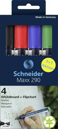 Schneider Whiteboard- und Flipchartmarker Maxx 290, 4er-Set, sortierte Farben - Bild 1