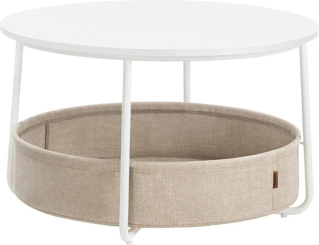 Vasagle Couchtisch modern mit Stauraum in Weiß-Braun, B/T/H: 75 x 75 x 45 cm - Bild 1