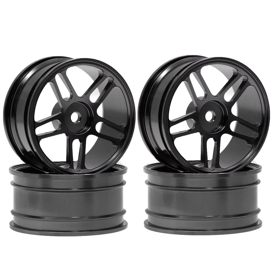 RS RC Drift Car Räder, 4 Stück, 1:10, Metall, Schwarz, Lila, Zubehör - Bild 2