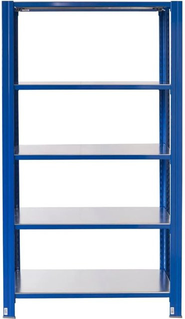 AR Shelving T Profile Steckregal Blau und Verzinkt mit 5 Böden, Höhe: 250 cm, Breite: 60 cm, Tiefe: 50 cm - Bild 1