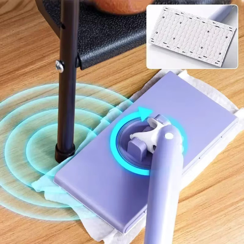 Trebalena Mini Lazy Flat Mop in Lila – Handfreier rotierender Bodenwischer für Nass- und Trockenreinigung - Bild 3