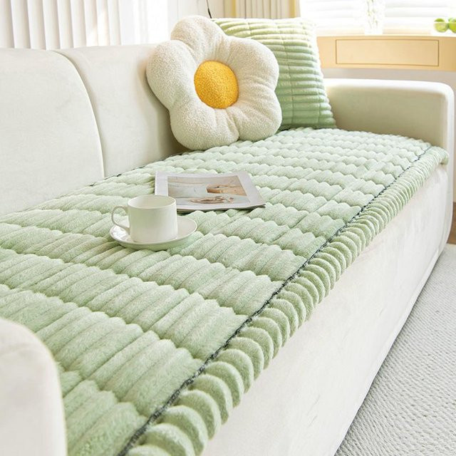 Gestepptes Sofatuch aus Cord in Grün von Your Warm Home, rutschfester Ecksofa-Bezug in L-Form, Breite: 120 cm, Tiefe: 90 cm - Bild 1