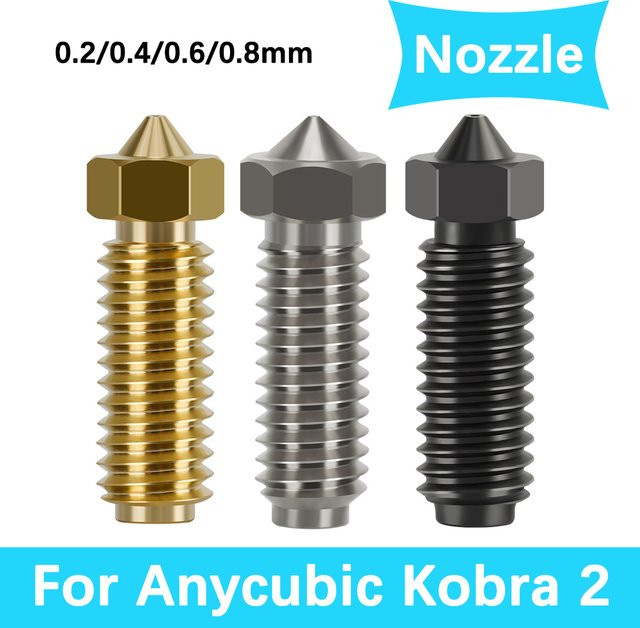 Anycubic Düsen für Kobra 2 Hotend aus Messing, Kupfer und gehärtetem Stahl für Kobra 2 Plus, Kobra 2 Pro und Kobra 2 Neo in Gold und Silber - Bild 1