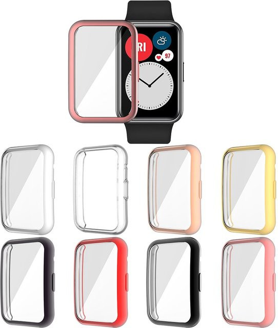 Huawei Watch Fit Schutzgehäuse, Silikon, Schwarz, Transparent - Bild 1