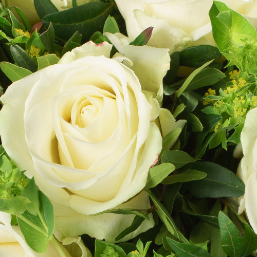 Blumenversand Edelweiß Blumenstrauß Hochzeit weiße Rosen Greenery - Bild 3