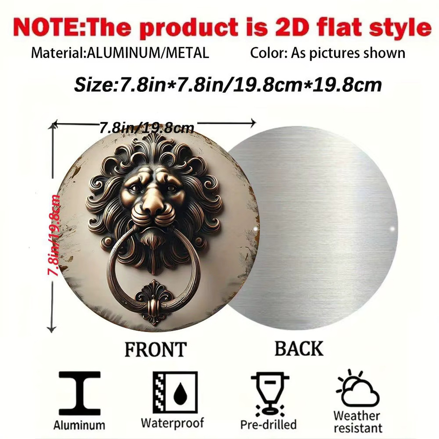 CIFBUY Klassische Löwenkopf-Türklingel aus Metall in Gold für Innen- und Außenbereich - Bild 2