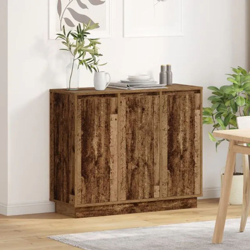 Modernes LED Sideboard aus Holzwerkstoff von vidaXL in Braun, B/T/H: 90 x 32 x 75 cm - Bild 1
