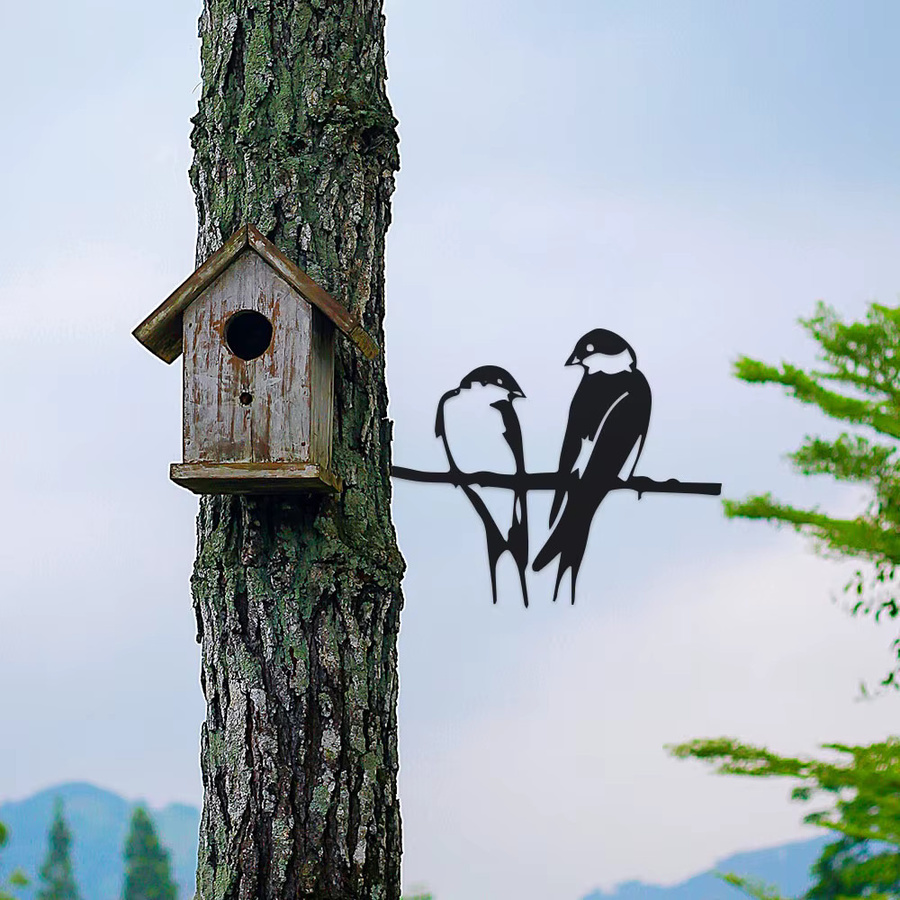 DDPNKL Dekorative Outdoor-Vögel aus Metall in Schwarz als Gartendekoration und Tischdekoration - Bild 5
