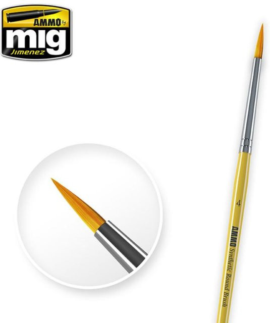 AMMO by MIG Jimenez 4 Synthetic Round Brush, Gelb - Bild 1