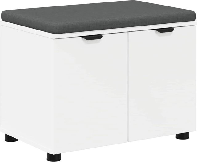 vidaXL Flurbank mit Kissen und Schuhregal in Weiß, B/T/H: 60 x 38 x 46 cm - Bild 1
