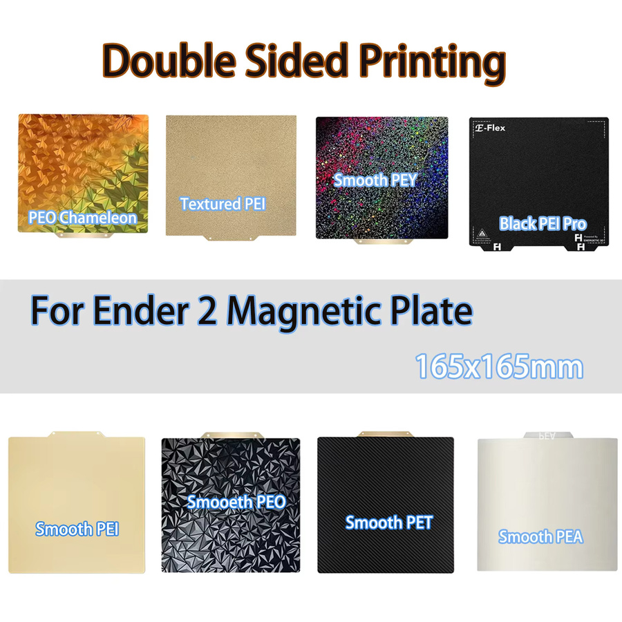 FLEXBED PEI-Bauplatte doppelseitig strukturiert für Ender-2 3D-Drucker, flexible Federstahl-Platte, Breite: 16,5 cm, Tiefe: 16,5 cm - Bild 2