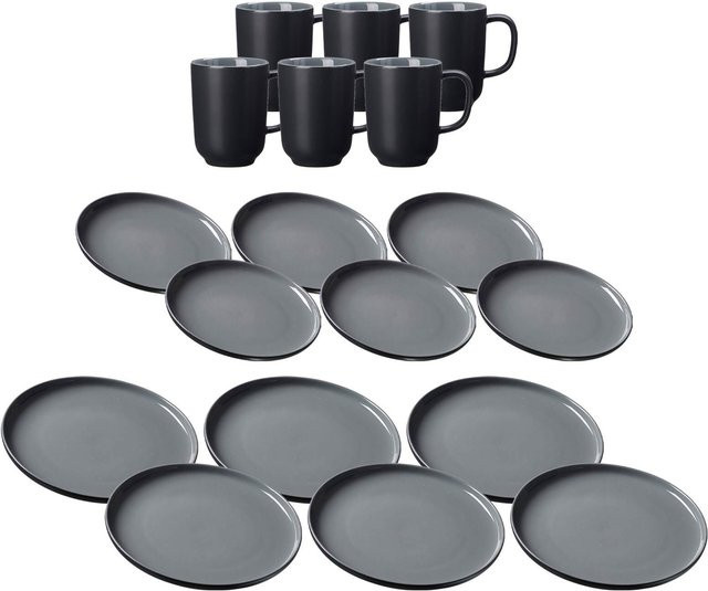 Ritzenhoff & Breker Tafelservice Jasper 18er Set aus Porzellan in Schwarz - Bild 1