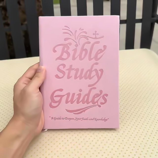 Rosafarbenes Bibel-Studiennotizbuch aus Leder mit Hardcover, 66 Seiten und bunten Leitfäden sowie Aufklebern für Erwachsene - Bild 1