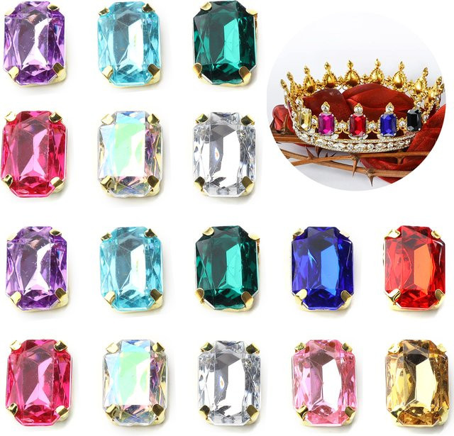 Louleur Krallenperlen Edelstahl, quadratisch, Gold, Strass, 30 Stück - Bild 1