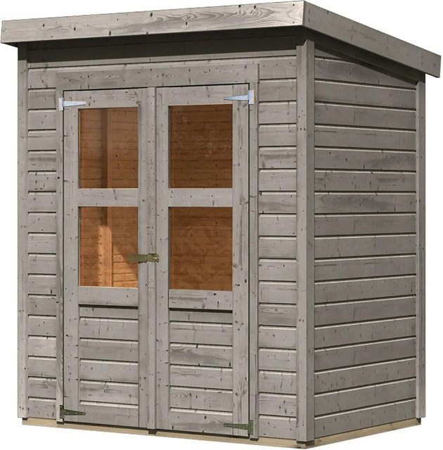 Karibu Gartenhaus Vellinge aus Massivholz in Grau mit Pultdach, B/T/H: 219 x 178 x 122 cm - Bild 1