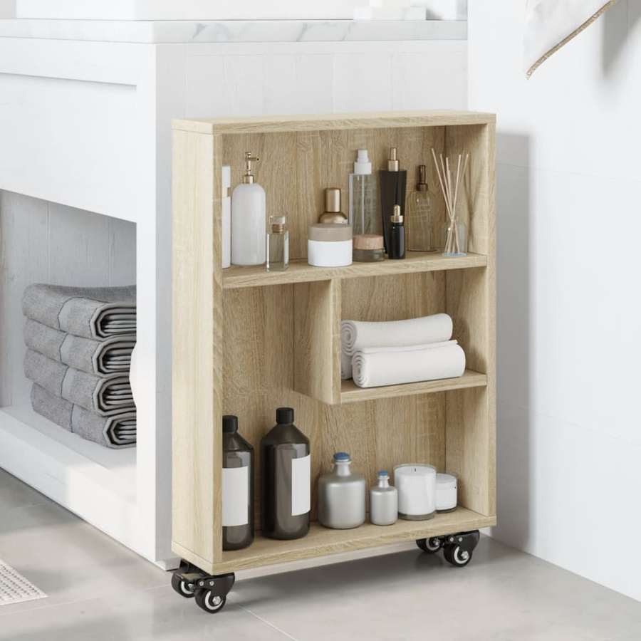 vidaXL Schmaler Aufbewahrungswagen Sonoma-Eiche B/T/H: 48 x 13 x 68 cm - Bild 2