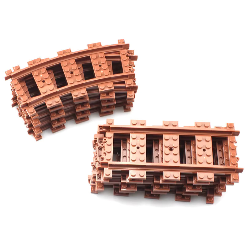 Mitty Eisenbahn Schienen Zubehör Set aus Kunststoff, Braun, Flexible Gebogene und Gerade Gleise für Modellbau Züge - Bild 2