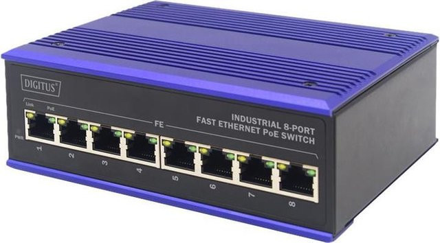Digitus Industrial Ethernet Switch 8 x 10/100 Mbit/s PoE Schwarz DN-650108 - Bild 1