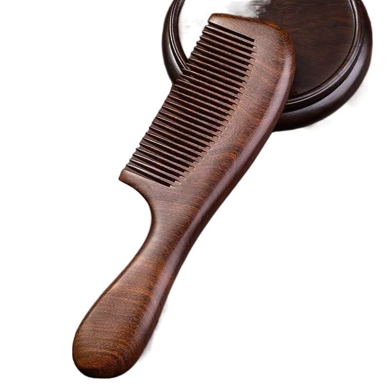 Natürlicher Sandelholz-Haarkamm, antistatisch, für lockiges Haar, Unisex - Bild 2