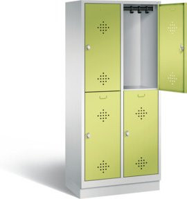 C+P Spind Classic doppelstöckig mit 4 Türen und Garderobenstange, Front Viridingrün, Korpus Lichtgrau, H x B x T: 180 x 81 x 50 cm - Bild 1