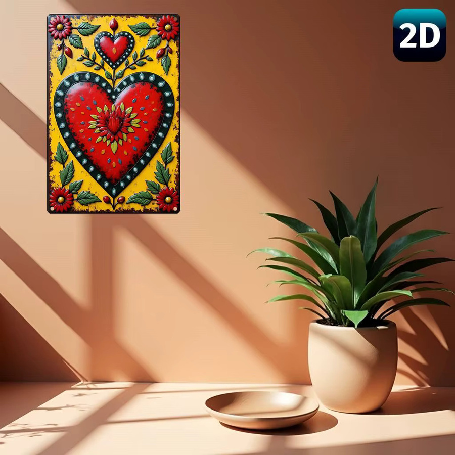 Mexikanisches Blechschild HELLOYOUNG Wanddekoration mit Herz und Blumenmuster in Multicolour - Bild 5