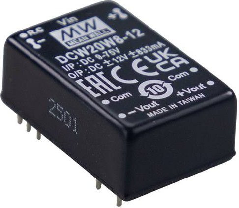 Mean Well SCW20W8-12 DC/DC-Wandler 24V auf 12V 1.666A 20W Schwarz - Bild 1