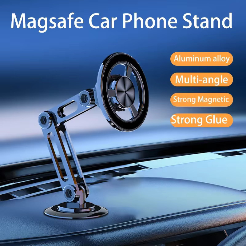 WSSHE Faltbarer Handy-Magnethalter für MagSafe, Magnetische Auto-Halterung für Armaturenbrett und GPS, Schwarz - Bild 2