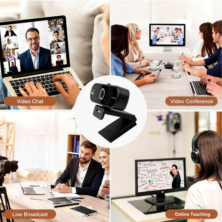 JETO 4K UHD Webcam mit 8MP Autofokus, Duale KI-Geräuschunterdrückende Mikrofone und USB-C-Adapter in Schwarz für PC und Laptop - Bild 6