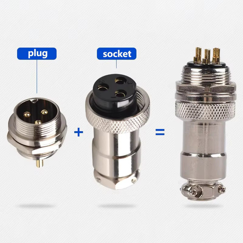 5er Set GX12 Luftfahrt Stecker M12 Aviator Stecker Set mit männlichen und weiblichen Buchsen in Silber - Bild 3