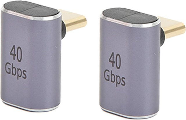 Neoglint 2er Set USB C Adapter 90 Grad mit 40Gbps Schnellladung und Datenübertragung in Grau - Bild 1