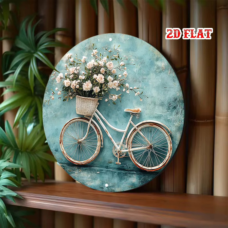 Potdemiel Vintage Blumenstrauß Metallschild rund, floraler Frühlingszauber, Durchmesser: 19,99 cm - Bild 5