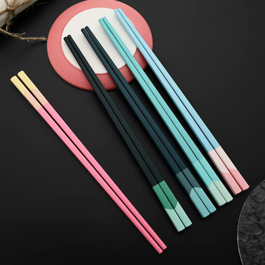 PINKTEN Essstäbchen Set aus lebensmittelechtem Material, 5/6 Paar rutschfeste koreanische Essstäbchen in Mehrfarbig, spülmaschinenfest - Bild 2