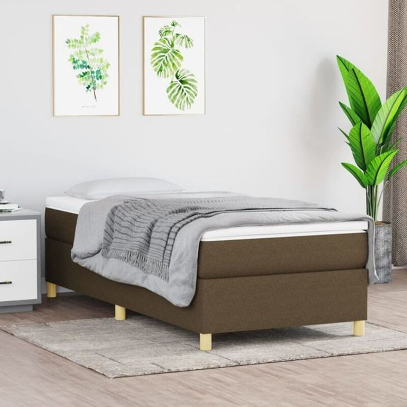 vidaxl Boxspringbett Bettgestell ohne Matratze aus Stoff in Braun B: 100 cm, T: 200 cm, H: 35 cm - Bild 1