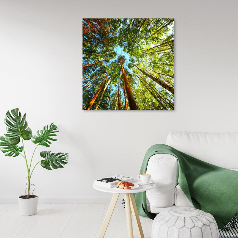 Feeby Leinwandbild Grüner Wald mit Bäumen, quadratische Landschaftsdekoration in Grün, B/H: 30 x 30 cm - Bild 3