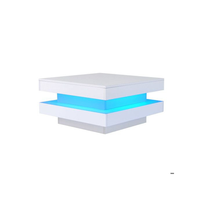 Quadratischer Couchtisch MUVOE in Weiß mit LED-Beleuchtung und Bluetooth, B/T/H: 70 x 70 x 36 cm - Bild 2